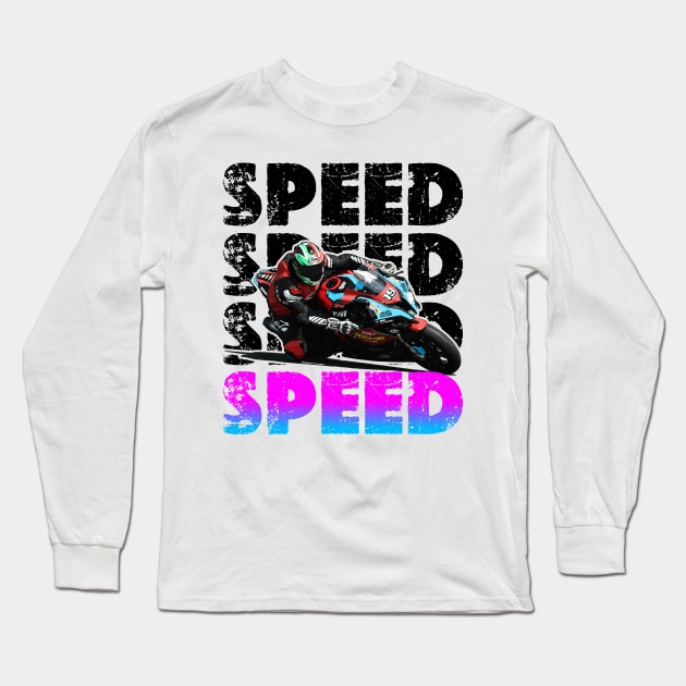 SBK - Superbike rider leaning into the corner Long Sleeve T-Shirt by Darkside Labs